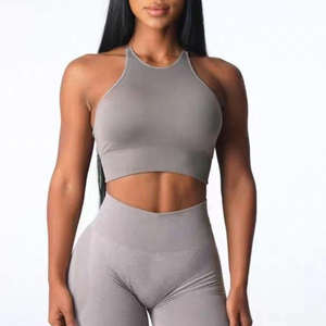 Sujetador Deportivo de Talla Grande con Espalda Cruzada, Transpirable, de Secado Rápido, Sin Costuras, Soporte Medio, Tirantes Finos, para Yoga, Correr, Gimnasio, Mujer, Spandex/Nailon - Product Image 1