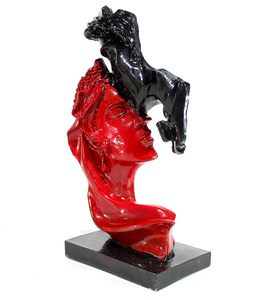 Figurine de Couples d'amour noir et rouge de qualité supérieure et Statue décorative pour la vaisselle Accent fait à la main Couple Showpiece cadeau réfléchi - Product Image 3