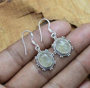 Boucles d'oreilles en argent Sterling 925 de Style Boho pour femmes avec des bijoux faits à la main en pierres précieuses dorées pour cadeau tendance de fête - Product Image 5