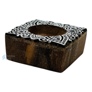 Portavelas de Bloque de Madera Ecológico Hecho a Mano (Sin Vela) Forma de Flor Decoración para el Hogar para el Festival Diwali Regalo 2 - Product Image 5