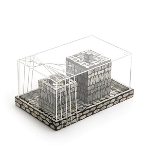 High Quality New Designed <b>Mother</b> of Pearl <b>Box</b> Tray Set With Acrylic Cover Made in Vietnam - Product Image 3