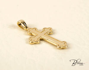 สร้อยคอไม้กางเขนกรีกออร์โธดอกซ์ตกแต่งสีทองแวววาวแนววินเทจสินค้าแฮนด์เมดแนวตะวันออก - Product Image 3