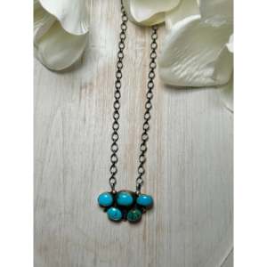 Kingman Turquoise & Sterling Silver Necklace Navajo-<b>Crafted</b> Cultural Collectible Jewelry One-of-a-Kind Piece - Product Image 1