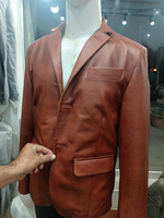 Blazer en cuir véritable personnalisé pour les hommes-2 boutons-peau de mouton-toutes les couleurs look élégant couleur marron design moderne avec Oem