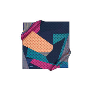 Écharpe carrée en polyester bleu marine avec motif géométrique - Product Image 1