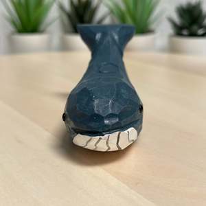 YEEYAYA intagliato a mano 4 \ "blu scuro scultura in legno di balena scultura in legno statua per la decorazione di arte stile arte animale acquatico camera decorazione - Product Image 3