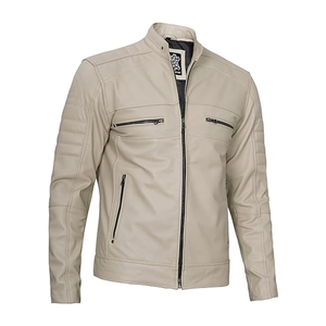 Veste en cuir de motard pour hommes à la mode de style luxe la plus vendue veste de moto originale en cuir de vachette et respirante pour hommes - Product Image 5