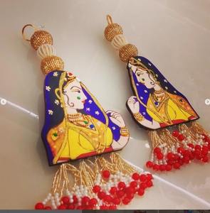 Rajasthani Trending Dulha Dulhan MDF Fondo colgante de madera Decoración DE BODA colorida para el hogar Aplicación Estilo de arte - Product Image 2