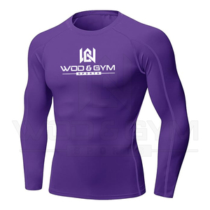 Gym Fitness 100% Camiseta de poliéster Ropa para correr Ropa deportiva que absorbe la humedad Correr Entrenamiento Diseño sólido Rash Guard - Product Image 3