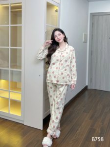 Ensemble de vêtements de maternité en velours B758, respirant, absorbant la transpiration, doux, confortable, longueur longue, pour la grossesse et l'allaitement, prix - Product Image 4