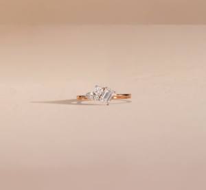 IGI Certified 14K & 18K Solid Gold Engagement Ring for Women Unique Baguette & Pear Cut Diamond Includes Ring <b>Bag</b> - Product Image 1