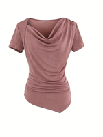 Lot de 3 T-shirts ajustés à col rond pour femme, couleur unie 3D personnalisée, manches courtes, respirants, en coton biologique écologique, anti-plis