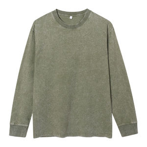 Pull-over surdimensionné 100% coton 240gsm pour hommes, T-shirt vintage à manches longues sérigraphie, sweat-shirt grande taille personnalisé - Product Image 4