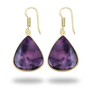 ต่างหูผู้หญิงขายส่ง ต่างหูพลอยอะมีทิสต์ หินประจำเดือนเกิด ของขวัญคริสต์มาส เครื่องประดับทำมือ ต่างหูทองเหลืองชุบเงิน - Product Image 3