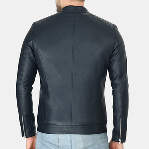 Veste en cuir véritable pour homme, fabriquée au Pakistan, emballage personnalisé, style le plus récent, épaisseur standard, haute qualité, veste de motard, devant - Product Image 4
