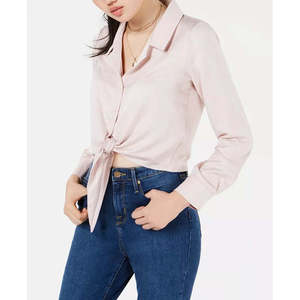 Camicia rosa in popeline con bottoni e orlo annodabile per ragazzi Love Fire, taglia M - Stile casual - Product Image 1