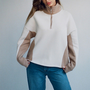 Sudadera con Capucha para Mujer, Informal, Gruesa, de Color Negro Sólido, Holgada, con Bolsillo Tipo Canguro, Cuello Alto - Product Image 3