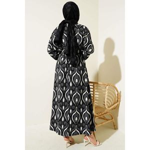 Vestido Mixto Motif Con Cinturón Humo - Product Image 1