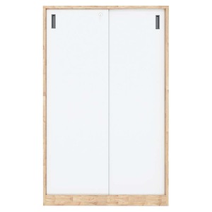 Armoire de classement à porte coulissante au design minimaliste avec serrure 80x40x126cm en fer et bois de caoutchouc THS68030 pour bureau et atelier - Product Image 2