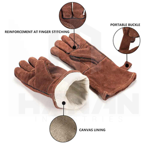 ถุงมือนิรภัยสำหรับงานเชื่อมอุตสาหกรรมผลิตจากหนังปรับแต่งได้ - Product Image 4