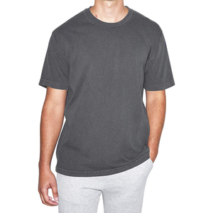 Camiseta de Algodón de Corte Regular para Hombre, Color Sólido, Cuello Redondo, Manga Corta, Diseño Liso de Punto Jersey Informal - Product Image 1