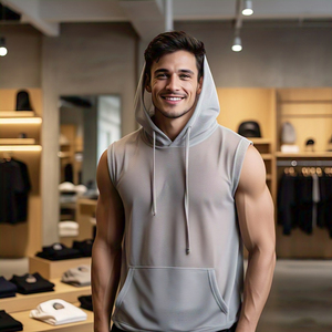 Sweat à capuche sans manches en maille transparente pour hommes Vêtements décontractés Jogging Fitness Capuche en maille transparente Sexy Bodybuilding See Through Hoodie Mens - Product Image 6