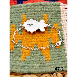 Southwest Handmade Santa Maria <b>Bracelet</b> with White Buffalo & Sterling <b>Silver</b> Featuring Turquoise Flower Stone - Product Image 4