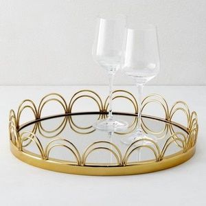 Plateau en métal et miroir de luxe pour la décoration de la maison, adapté à la mise en scène sur table et aux présentations décoratives - Product Image 1
