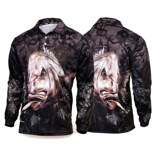 Polo Anti-UV de secado rápido impermeable unisex con cuello de botones, manga larga, botón personalizado, ropa de pesca UPF 50, servicio OEM - Product Image 1