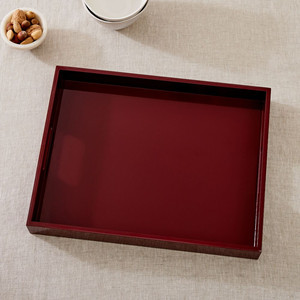 Venta al por mayor bandeja de servicio lacada roja cereza rectangular con asas bandeja de laca artesanal para servir el desayuno o la decoración de la Mesa - Product Image 1