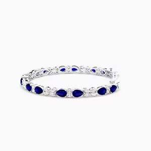 Pulsera de tenis de diamante moissanite para mujer, nuevo diseño, Diamante Azul brillante y blanco, joyería fina helada - Product Image 3