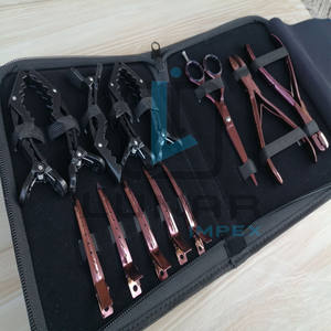 Micro Ring Extensions Professionnel Rose Ombré Rose Or Plasma Extension de Cheveux Outils de Salon Ensemble d'étuis en cuir noir - Product Image 6