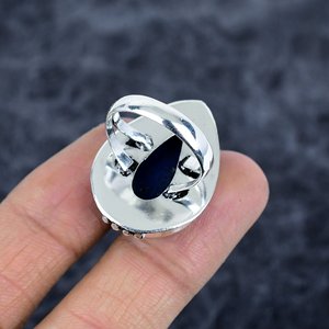 Agate 925 Sterling Silver Pear Shape Bezel Setting Gemstone Antique Handmade Bohemian Trendy <b>Black</b> Rhodium Plated <b>Rings</b> for <b>Men</b> - Product Image 4