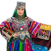 Ensemble de robes maxi en mousseline de soie vintage afghane unie, écologique, respirante, multicolores pour femmes, idéale pour les mariages et les fêtes, style Kuchi