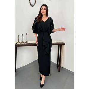 Elisa Fashion Woman Black <b>Vest</b>-Pleated <b>Dress</b>-Siyah - Product Image 1