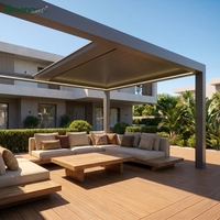 Pergola rétractable de luxe avec toit et côtés ouvrables, pergola bioclimatique motorisée en aluminium pliable