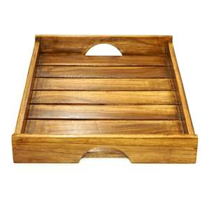 Plateaux de service rectangulaires en bois pour table à manger, forme rectangulaire, plateau de service pour le petit-déjeuner, plateau à café, décoration de table, décoratif à vendre - Product Image 5