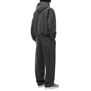 Conjunto Deportivo Personalizado de Estilo Urbano con Lavado Ácido y Pedrería para Hombre, Sudadera de Algodón Grueso de Dos Piezas con Capucha - Product Image 4