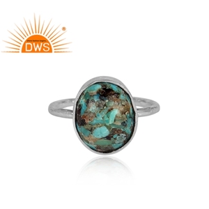 Anillo apilable de piedras preciosas turquesa de roca Natural de plata de ley fina, fabricante de joyería personalizada - Product Image 3
