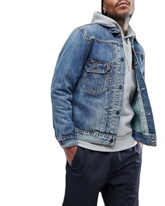 Veste en jean d'hiver unisexe personnalisée à manches longues, veste en jean bleu ciré pour homme, broderie de lettres, capuche en polaire, tissu léger, bomber décontracté - Product Image 1