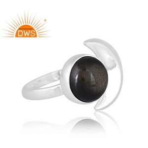 Best Selling 925 Silver Natural Gold Sheen <b>Obsidian</b> Gemstone Ring Custom <b>Jewelry</b> For Women Gift For Her - Product Image 4