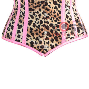 Corsets Imprimé Léopard Overbust Corset En Velours Steelboned Avec Satin Rose Désossage Et Garniture Robe Réglable Pour Les Vêtements De Mode - Product Image 6