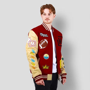 Custom Varsity Jacket Chenille Patch Letterman Bomber Mezcla de lana Manga de cuero College Streetwear Moda unisex 2025 - Product Image 1