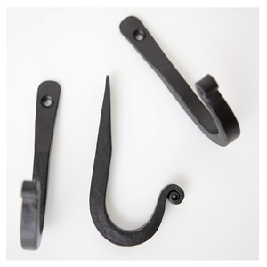 Simple Square Profile Wrought Iron Hooks Minimalist Wall Mounted Utility Hooks - Product Image 1