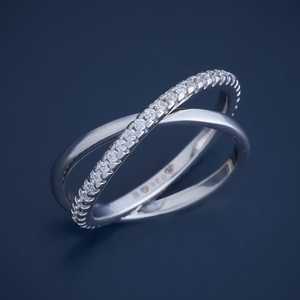 92.5 Silver Fashionable <b>Finger</b> <b>Ring</b> 176829 Rose Gold & 18K Gold Plated Trendy Inlay Style Engagement Suitable - Product Image 1