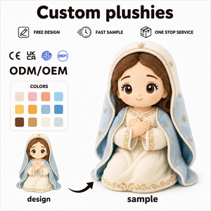Peluche personnalisée OEM ODM Vierge Marie, jouet en coton doux, poupée religieuse catholique chrétienne, cadeau de baptême et de Noël, certifiée CE - Product Image 2