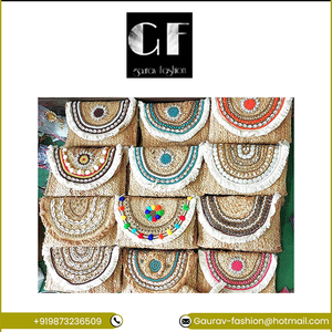 Bolso de mano hecho a mano de yute de New Look con borla de concha de cuentas m de la India para mujer a la moda a bajo precio - Product Image 2