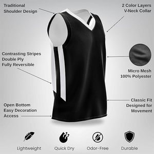 Camiseta Deportiva de Baloncesto Reversible de Malla para Hombre, Marca Liberty Imports, para Entrenamiento Individual o en Equipo - Product Image 4