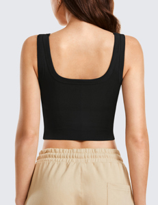 Custom Embroidery Logo White <b>Black</b> Lady Printing Vest <b>Top</b> Women Summer Ribbed Crop Tank <b>Top</b> - Product Image 4