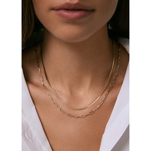 Collar de Cadena Fina Carter con Diseño Espiga, Chapado en Oro de 14K/18K, Estilo Moderno y Religioso, Cadena de Eslabones con Incrustaciones de Diamantes - Product Image 2